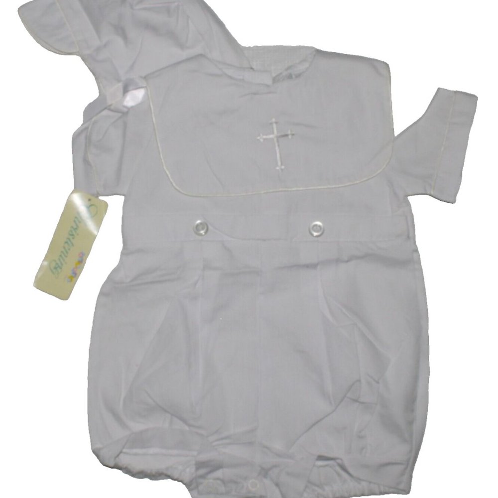 ALEXIS USA NEW $38 NWT 9 MONTHS 17 20 LB WHITE BOYS CHRISTENING SET
